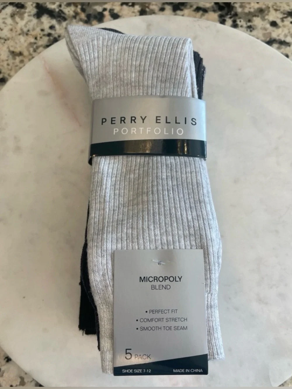 Perry Ellis Portfolio Men's 5 Pair Dress/Casual Socks Micro poly blend 7-12